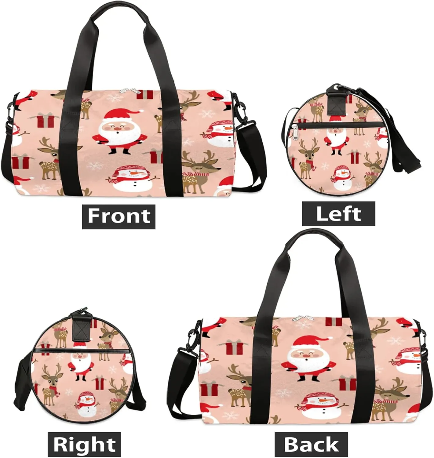 Snowman Deer Santa Claus Sports Gym Bag for Men Women Lightweight Travel Duffle Bag with Shoulder Strap Waterproof Carry On Weekender Overnight Bag for Travel Sports Gym