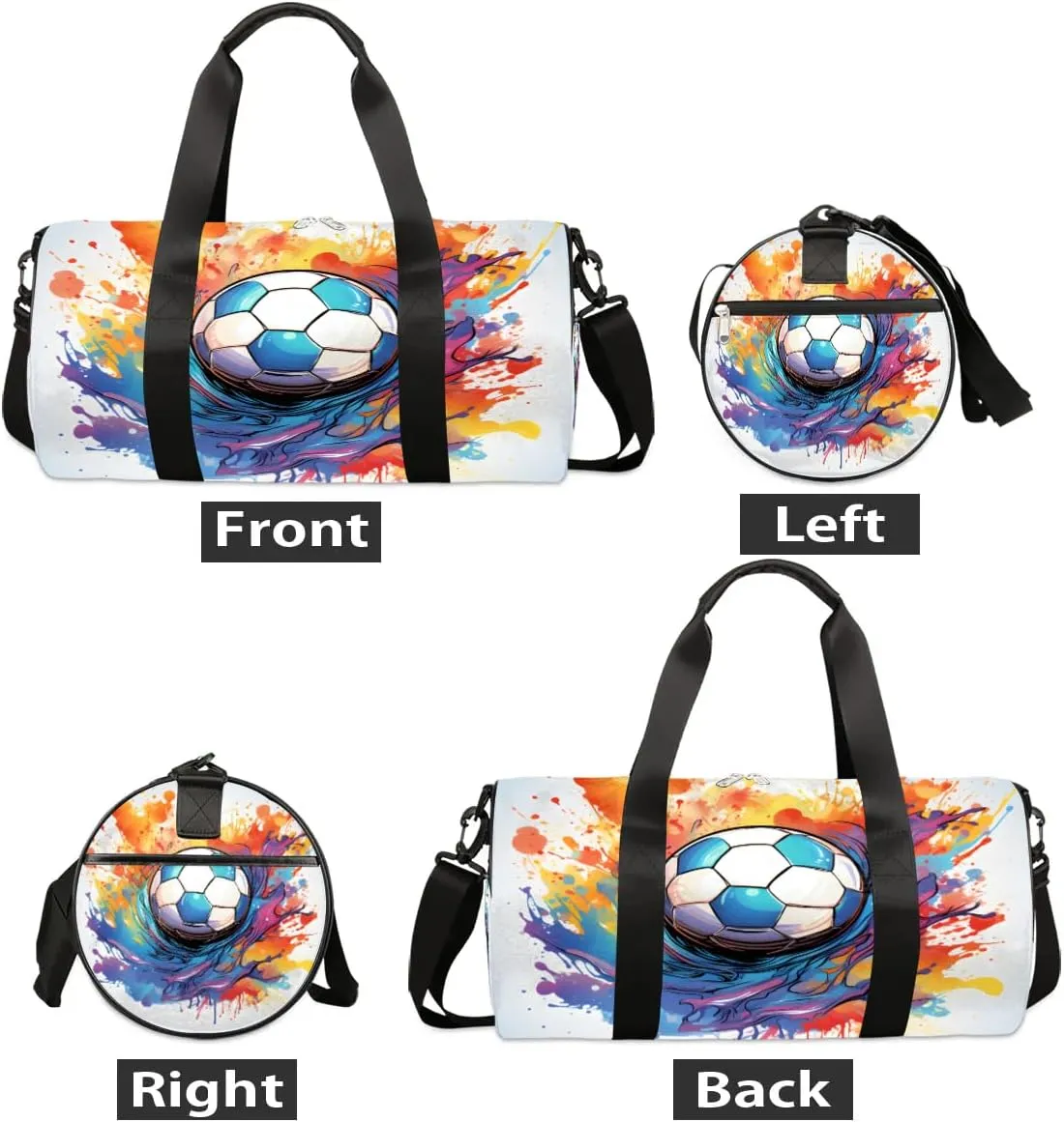 Soccer Ball Illustration Travel Duffle Bag Gym Bag for Women Men Lightweight Carry on Duffel Bag for Sports Gyms Weekend Getaway