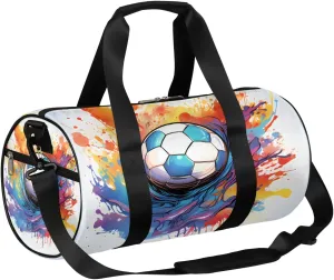 Soccer Ball Illustration Travel Duffle Bag Gym Bag for Women Men Lightweight Carry on Duffel Bag for Sports Gyms Weekend Getaway