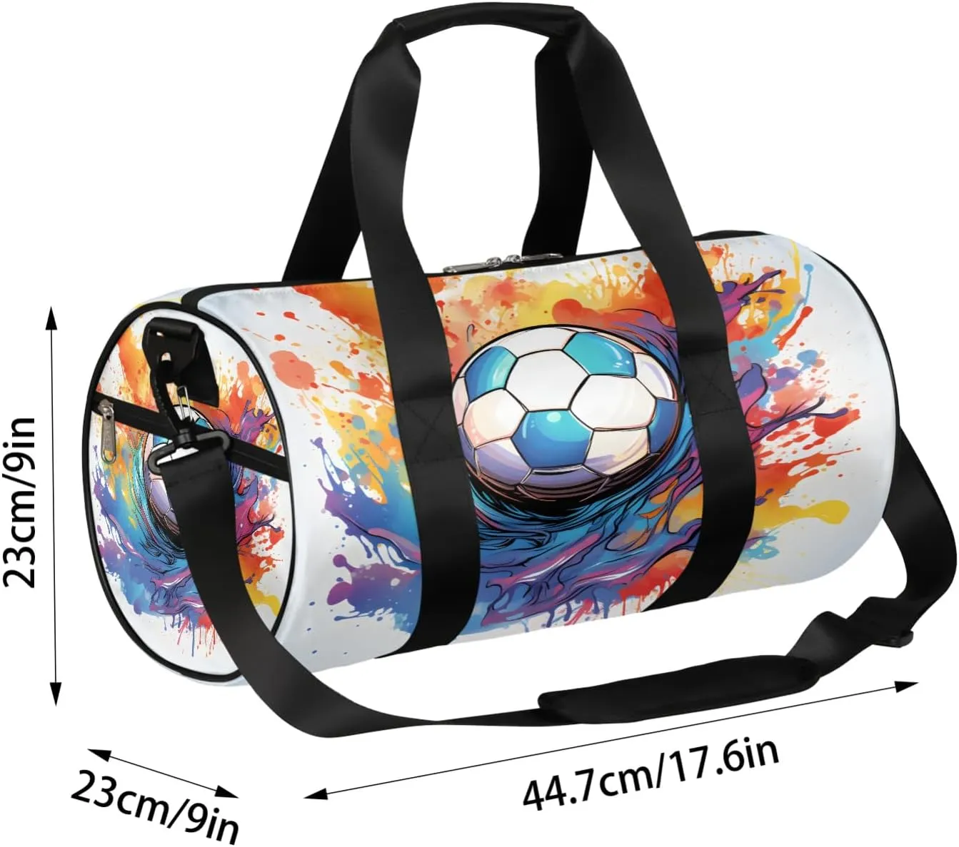 Soccer Ball Illustration Travel Duffle Bag Gym Bag for Women Men Lightweight Carry on Duffel Bag for Sports Gyms Weekend Getaway