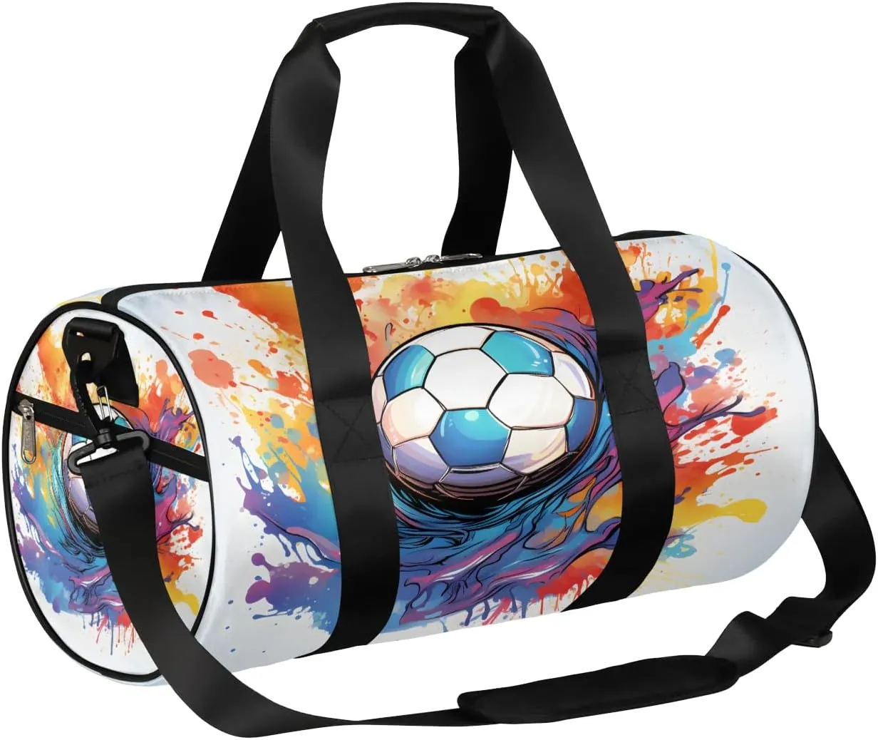Soccer Ball Illustration Travel Duffle Bag Gym Bag for Women Men Lightweight Carry on Duffel Bag for Sports Gyms Weekend Getaway
