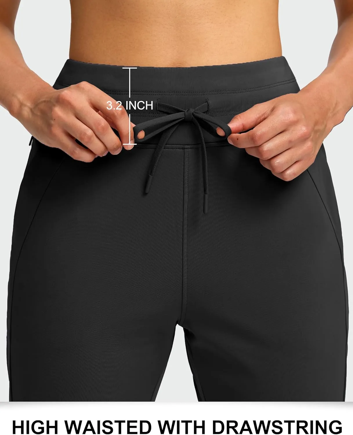 Soothfeel Women's Fleece Lined Joggers Water Resistant High Waisted Sweatpants Winter Warm Thermal Running Hiking Pant Pocket