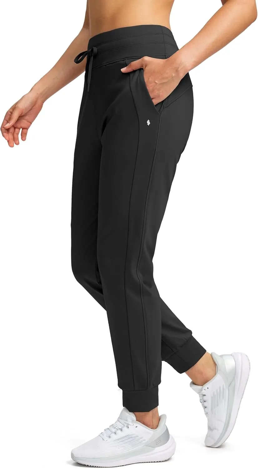 Soothfeel Women's Fleece Lined Joggers Water Resistant High Waisted Sweatpants Winter Warm Thermal Running Hiking Pant Pocket