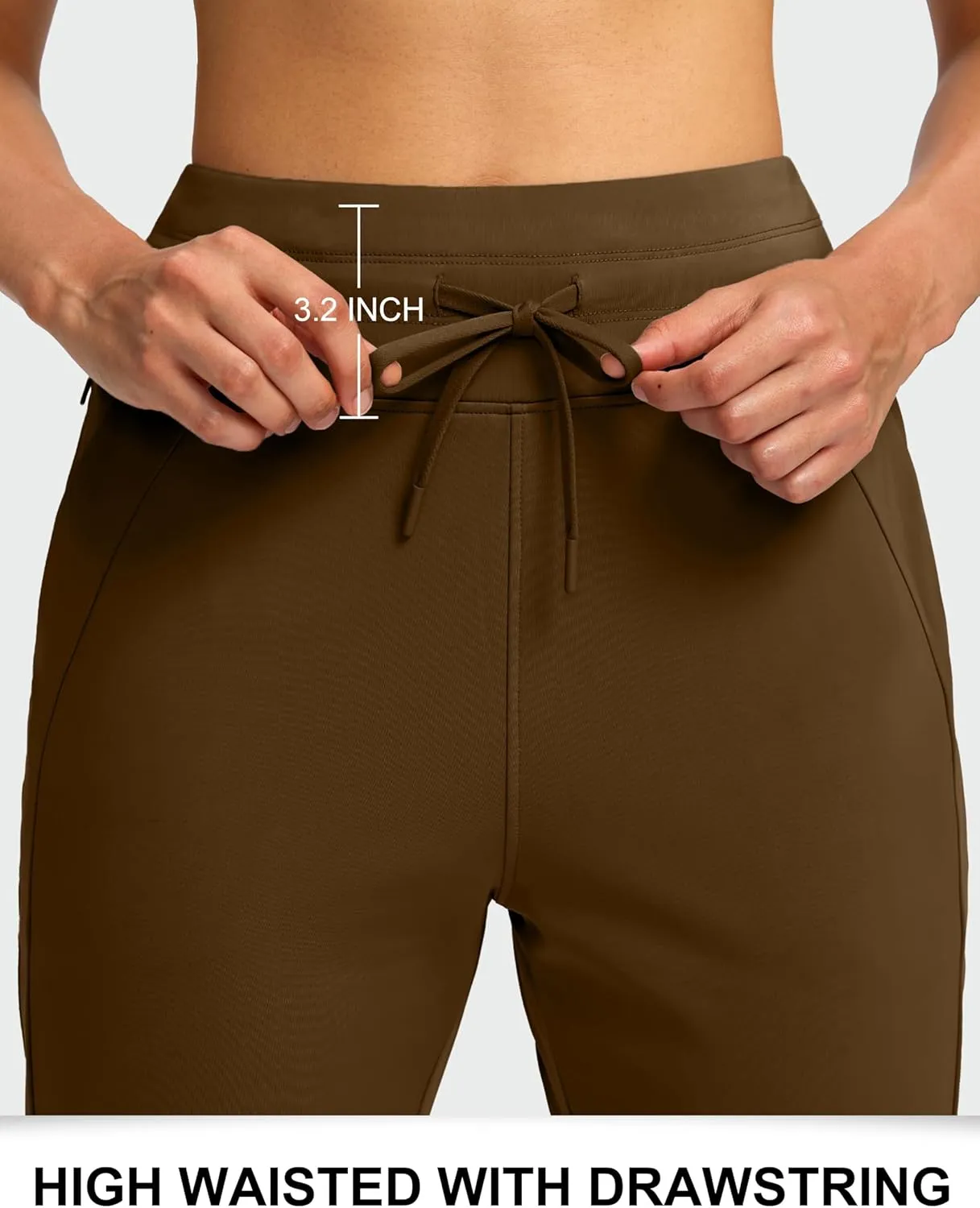 Soothfeel Women's Fleece Lined Joggers Water Resistant High Waisted Sweatpants Winter Warm Thermal Running Hiking Pant Pocket