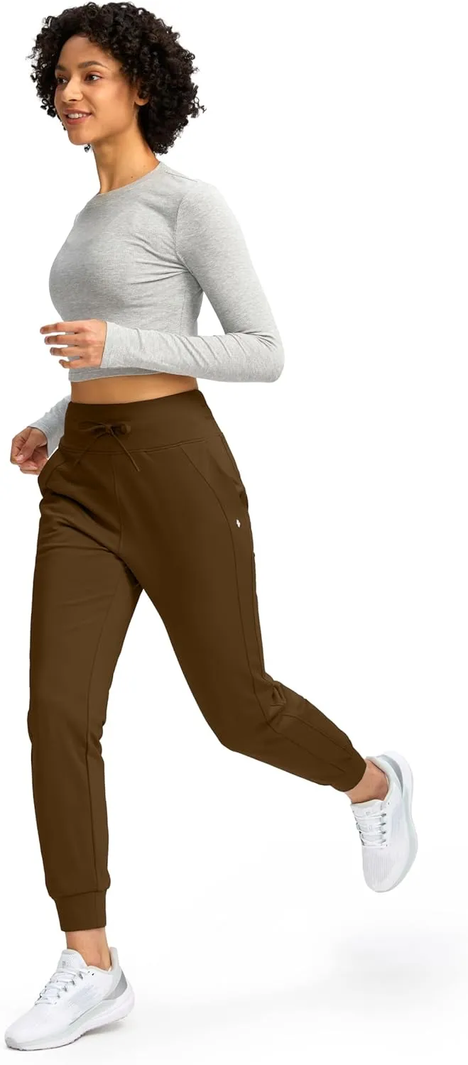 Soothfeel Women's Fleece Lined Joggers Water Resistant High Waisted Sweatpants Winter Warm Thermal Running Hiking Pant Pocket