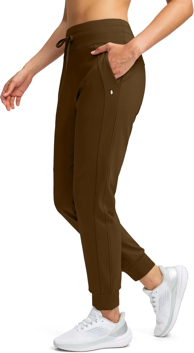 Soothfeel Women's Fleece Lined Joggers Water Resistant High Waisted Sweatpants Winter Warm Thermal Running Hiking Pant Pocket