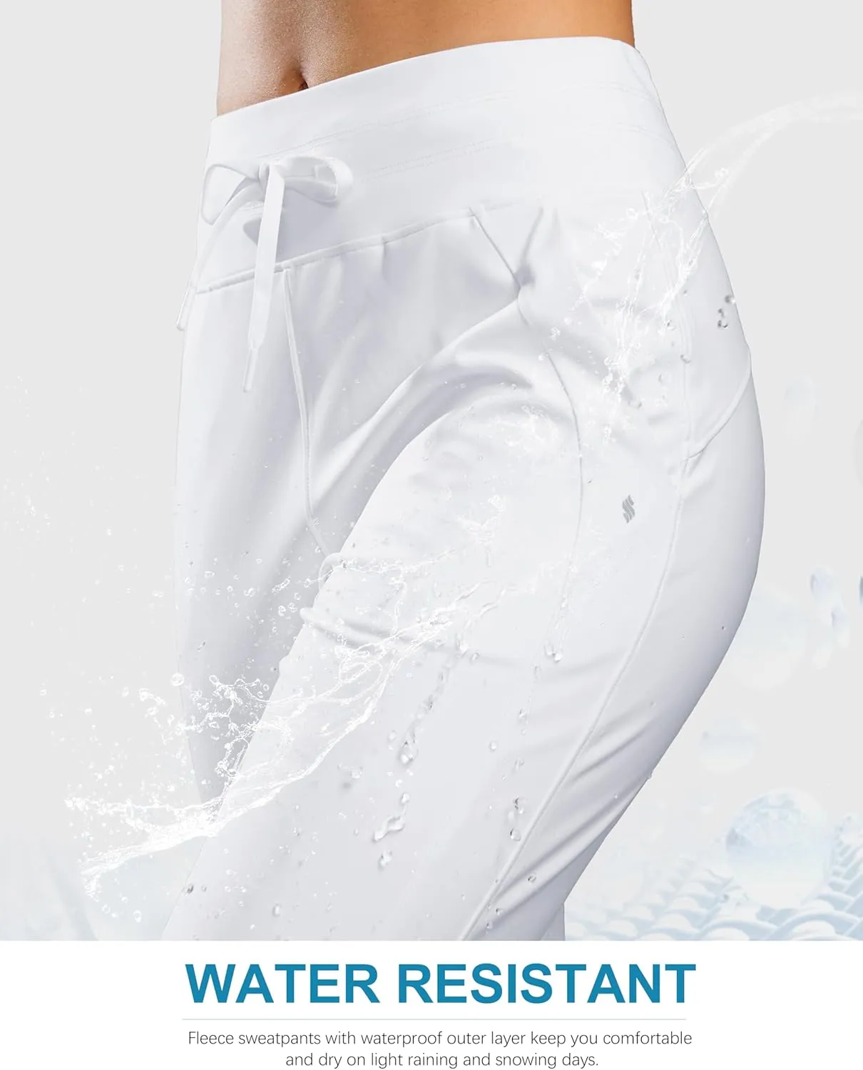 Soothfeel Women's Fleece Lined Joggers Water Resistant High Waisted Sweatpants Winter Warm Thermal Running Hiking Pant Pocket