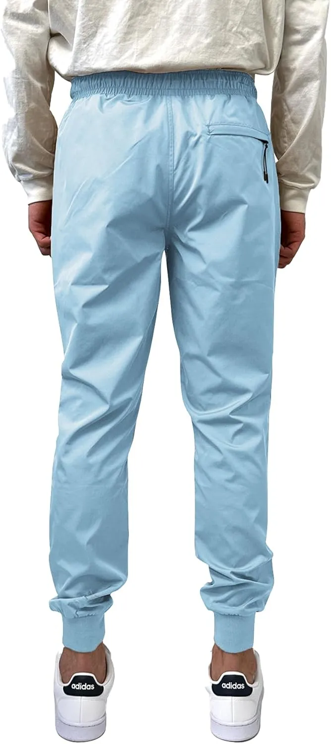 Southpole Men's Quick-Dry Water Resistant Nylon Track Jogger Pants W/Zipped Pockets