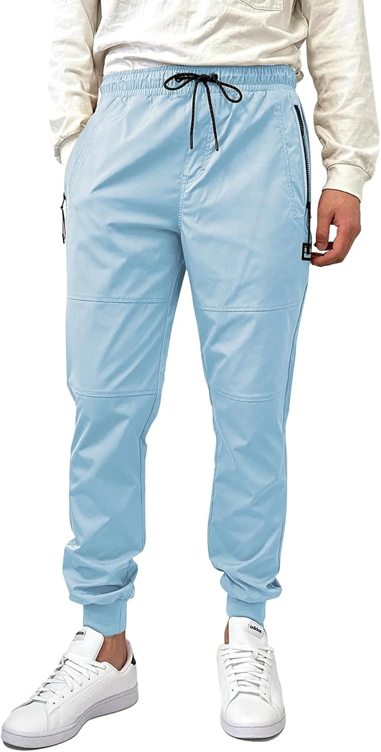 Southpole Men's Quick-Dry Water Resistant Nylon Track Jogger Pants W/Zipped Pockets