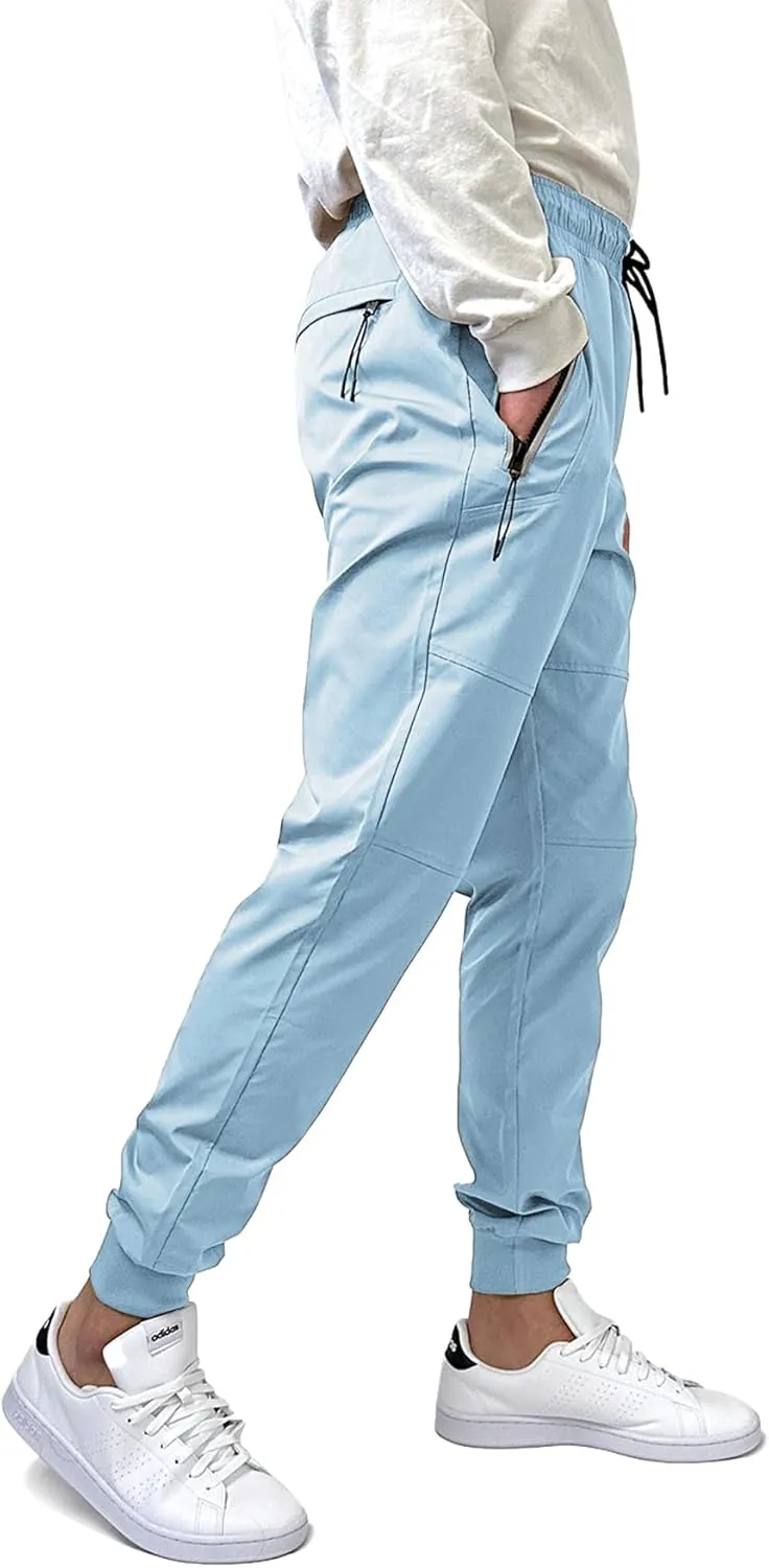Southpole Men's Quick-Dry Water Resistant Nylon Track Jogger Pants W/Zipped Pockets