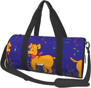 Spitting Tongue Cartoon Dog# Round Large Capacity Foldable Duffel Bag For Women Men, Gym Tote, Sports Duffel.