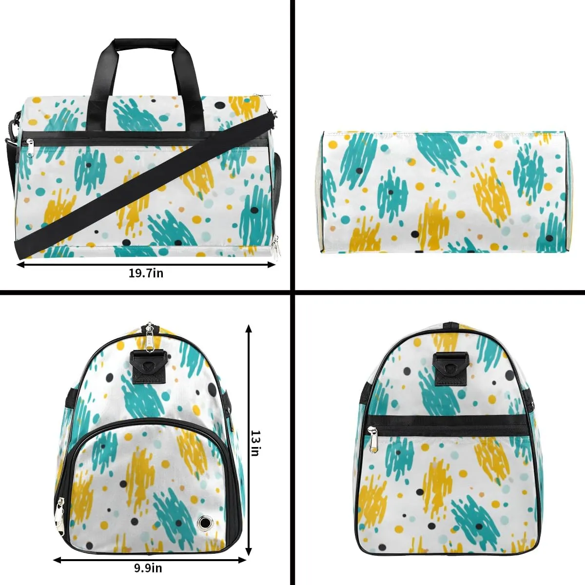 Sport Gym Bag for Women Men with Shoes Compartment & Wet Pocket, Travel Duffel Bag Sport Gym Tote Bags Swimming Yoga Ballet Weekend Overnight Bag Carry on Bag for Airplane (Pineapples 12)