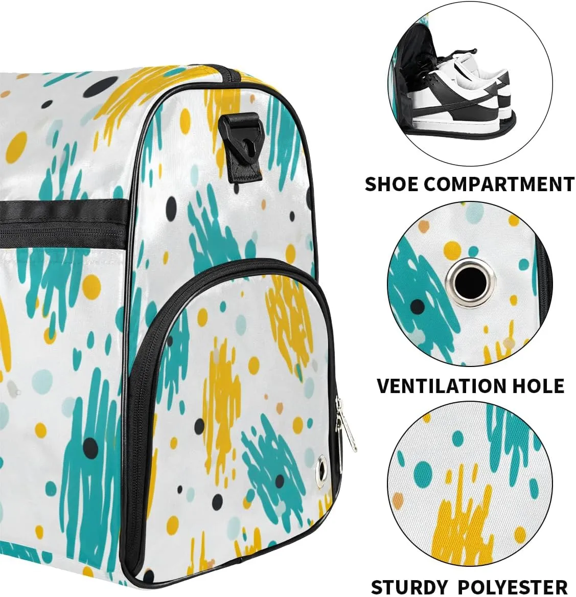 Sport Gym Bag for Women Men with Shoes Compartment & Wet Pocket, Travel Duffel Bag Sport Gym Tote Bags Swimming Yoga Ballet Weekend Overnight Bag Carry on Bag for Airplane (Pineapples 12)