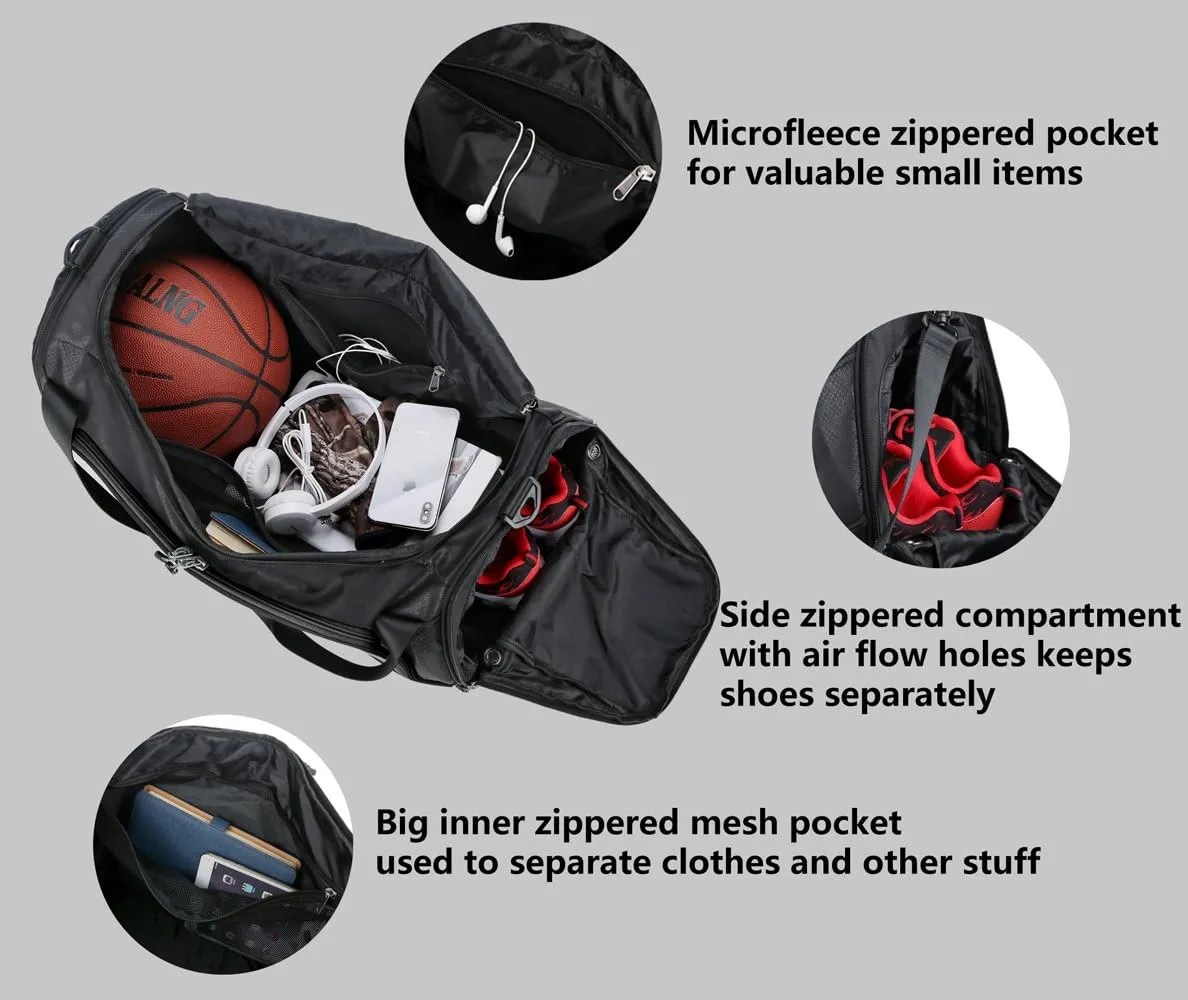 Sports Travel Duffel Gym Bag for Men Women with Shoes Compartment - Mouteenoo
