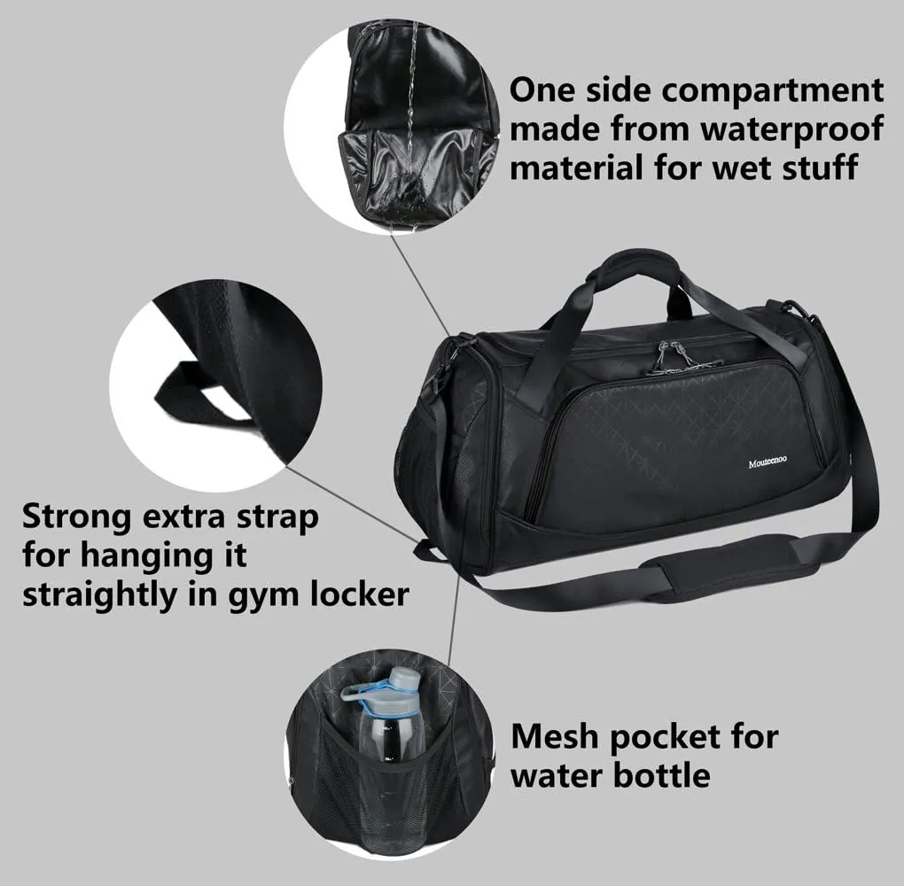 Sports Travel Duffel Gym Bag for Men Women with Shoes Compartment - Mouteenoo