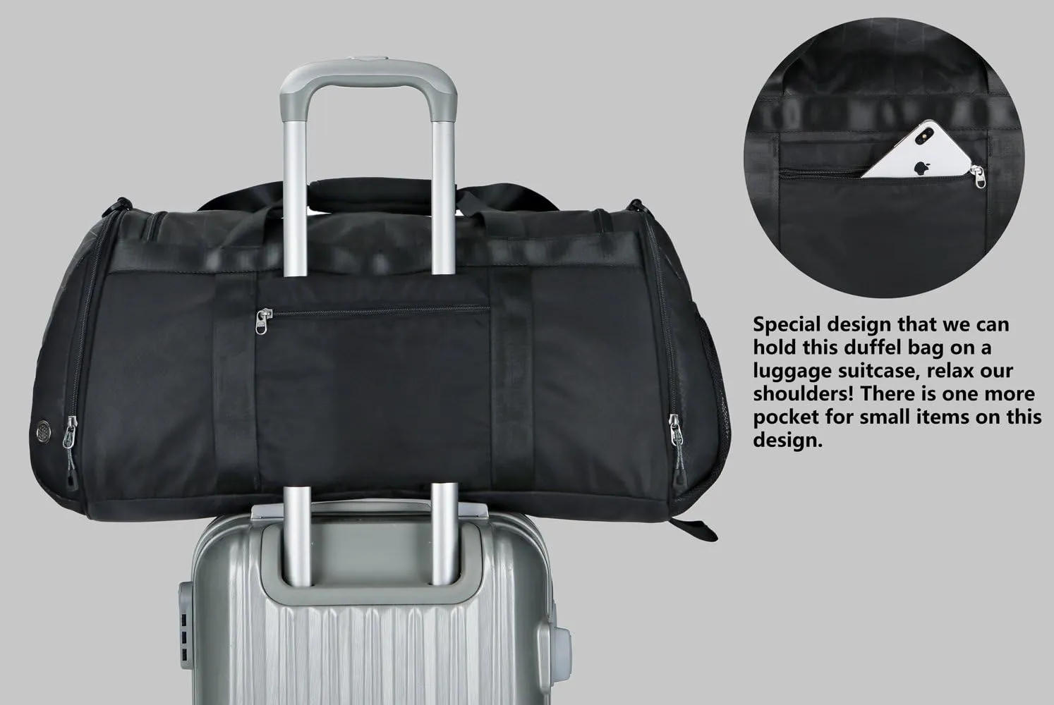 Sports Travel Duffel Gym Bag for Men Women with Shoes Compartment - Mouteenoo