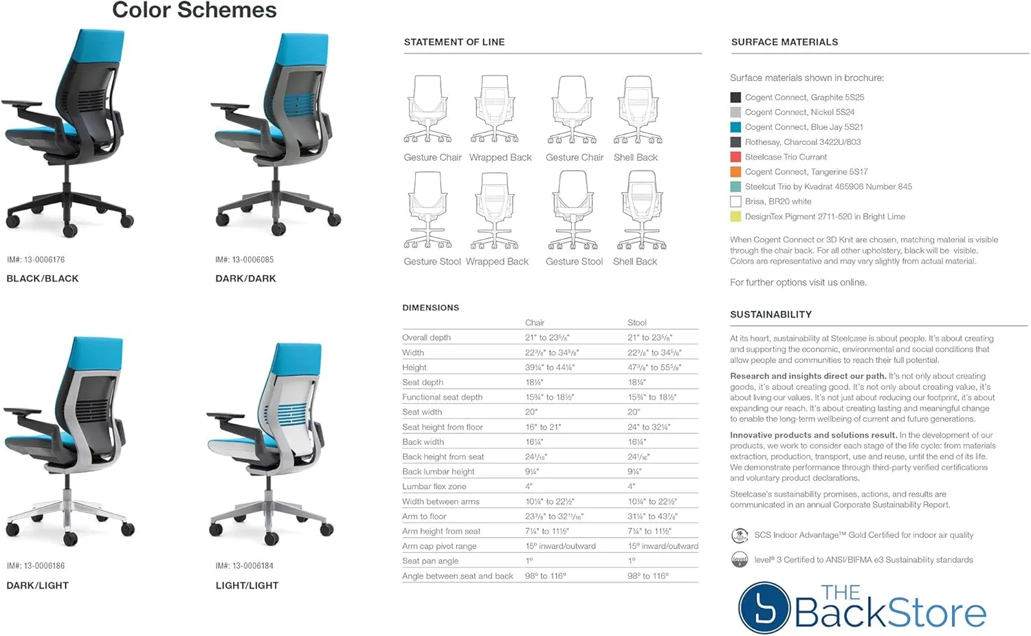 Steelcase Gesture Office Desk Chair with Headrest in Elmosoft Genuine Saddle L147 Leather Plus Lumbar Support Platinum Metallic Frame with Seagull Seat/Back Merle Arms (Light/Light)