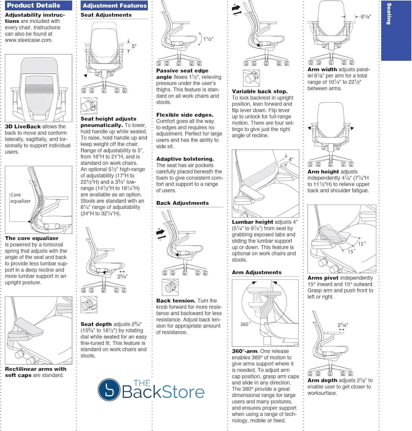 Steelcase Gesture Office Desk Chair with Headrest in Elmosoft Genuine Saddle L147 Leather Plus Lumbar Support Platinum Metallic Frame with Seagull Seat/Back Merle Arms (Light/Light)