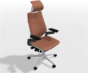 Steelcase Gesture Office Desk Chair with Headrest in Elmosoft Genuine Saddle L147 Leather Plus Lumbar Support Platinum Metallic Frame with Seagull Seat/Back Merle Arms (Light/Light)