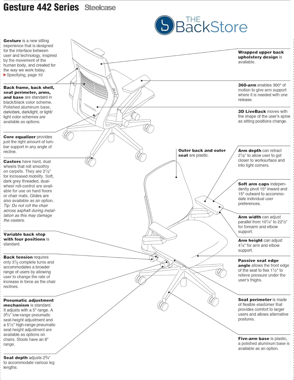 Steelcase Gesture Office Desk Chair with Headrest in Elmosoft Genuine Saddle L147 Leather Plus Lumbar Support Platinum Metallic Frame with Seagull Seat/Back Merle Arms (Light/Light)
