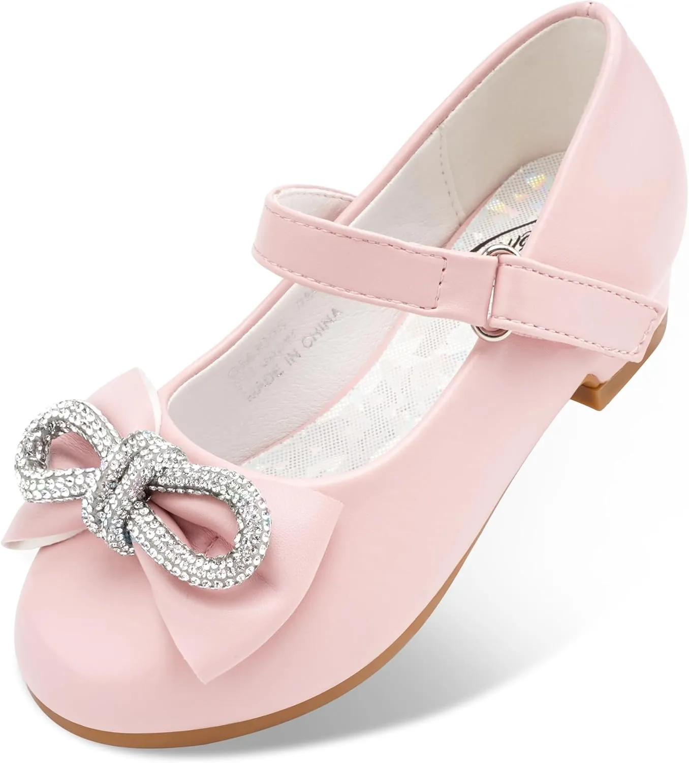 Stelle Girls Dress Shoes Flower Girls Wedding Party Low Heels with Bow for Toddler and Kids