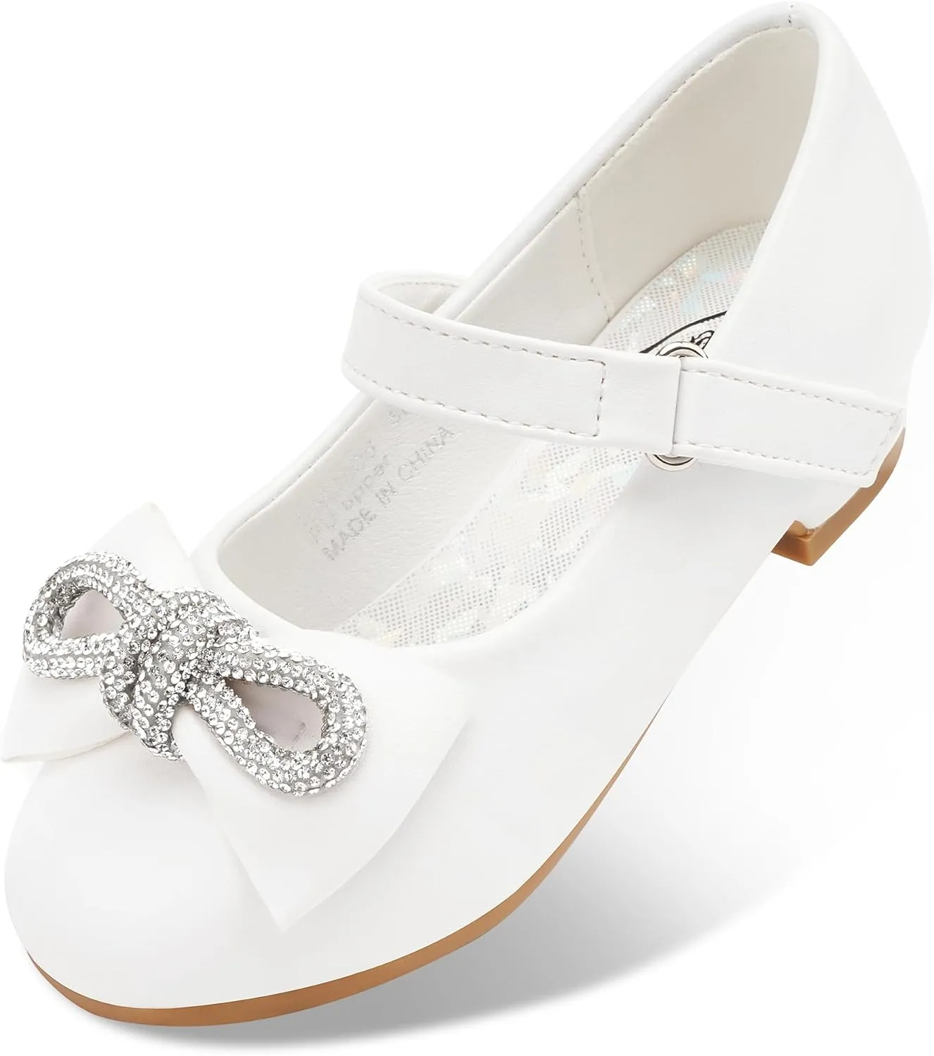 Stelle Girls Dress Shoes Flower Girls Wedding Party Low Heels with Bow for Toddler and Kids