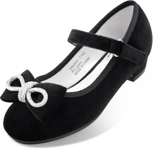 Stelle Girls Dress Shoes Flower Girls Wedding Party Low Heels with Bow for Toddler and Kids