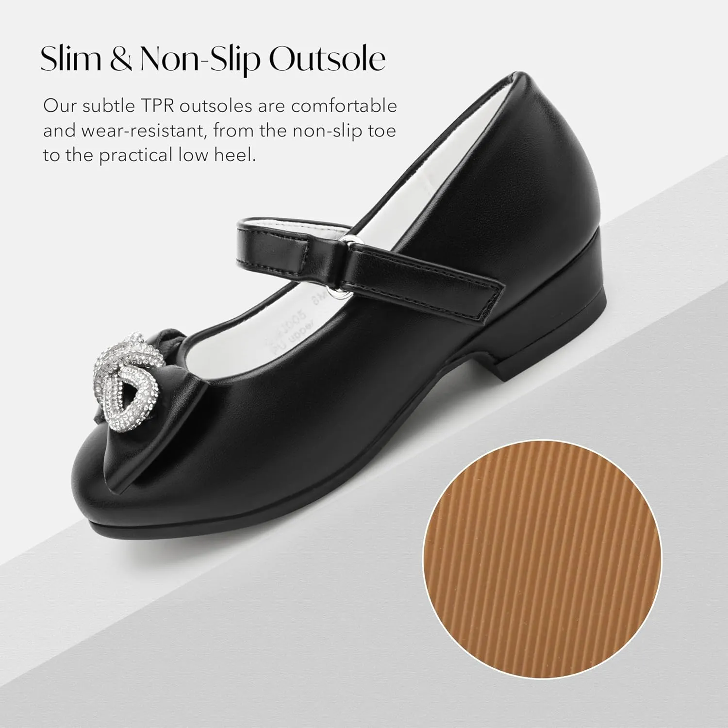 Stelle Girls Dress Shoes Flower Girls Wedding Party Low Heels with Bow for Toddler and Kids
