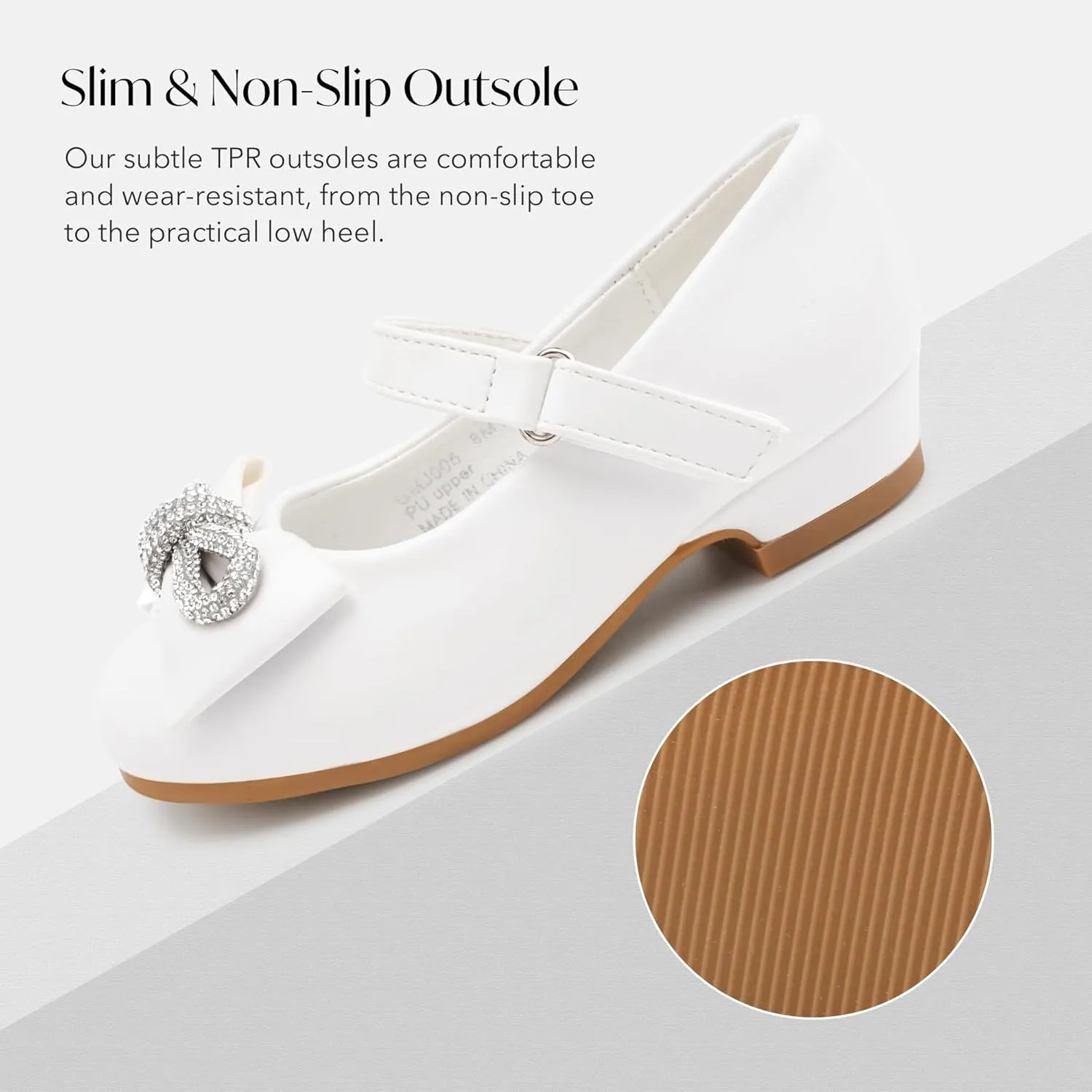 Stelle Girls Dress Shoes Flower Girls Wedding Party Low Heels with Bow for Toddler and Kids