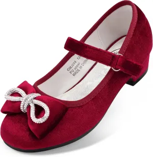 Stelle Girls Dress Shoes Flower Girls Wedding Party Low Heels with Bow for Toddler and Kids