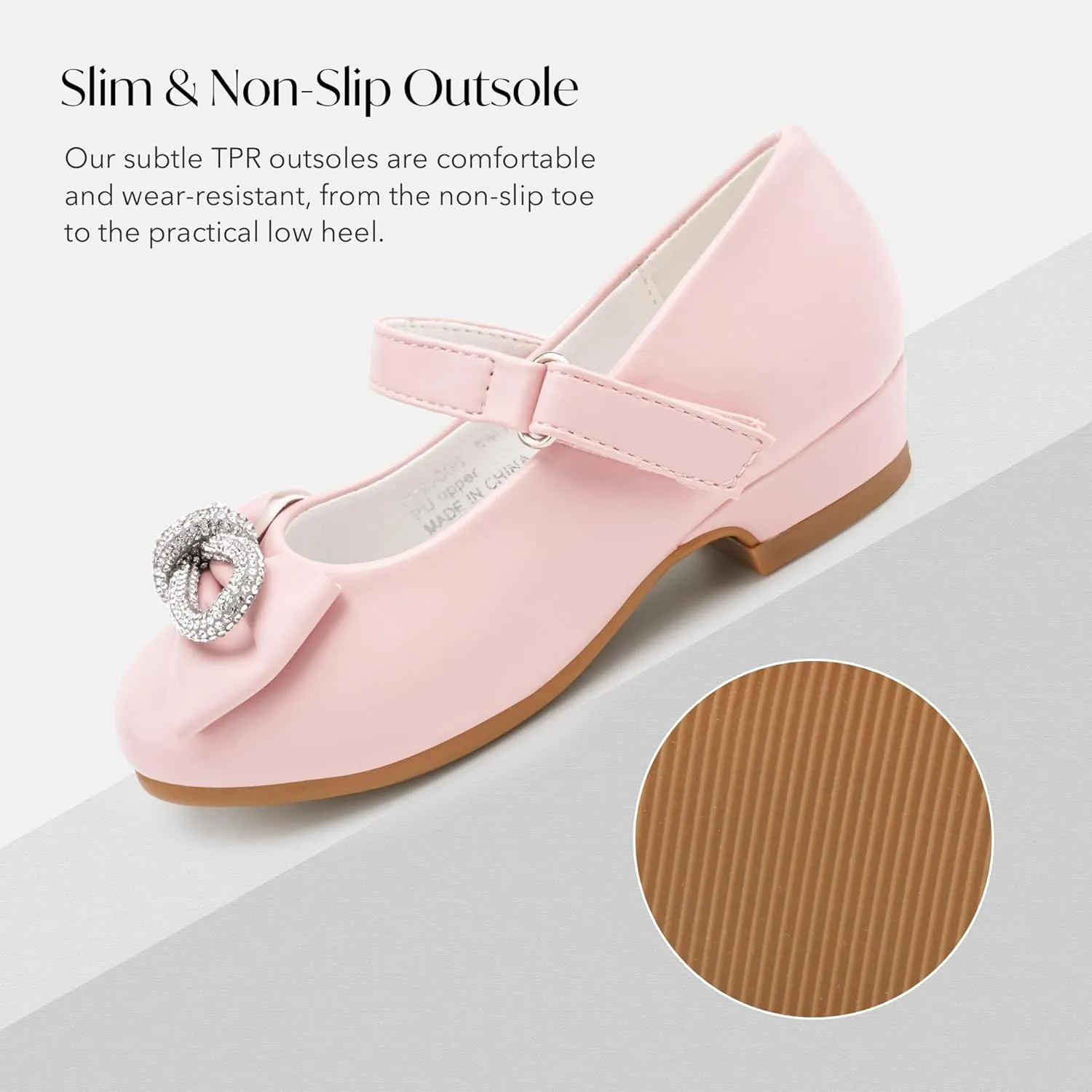 Stelle Girls Dress Shoes Flower Girls Wedding Party Low Heels with Bow for Toddler and Kids