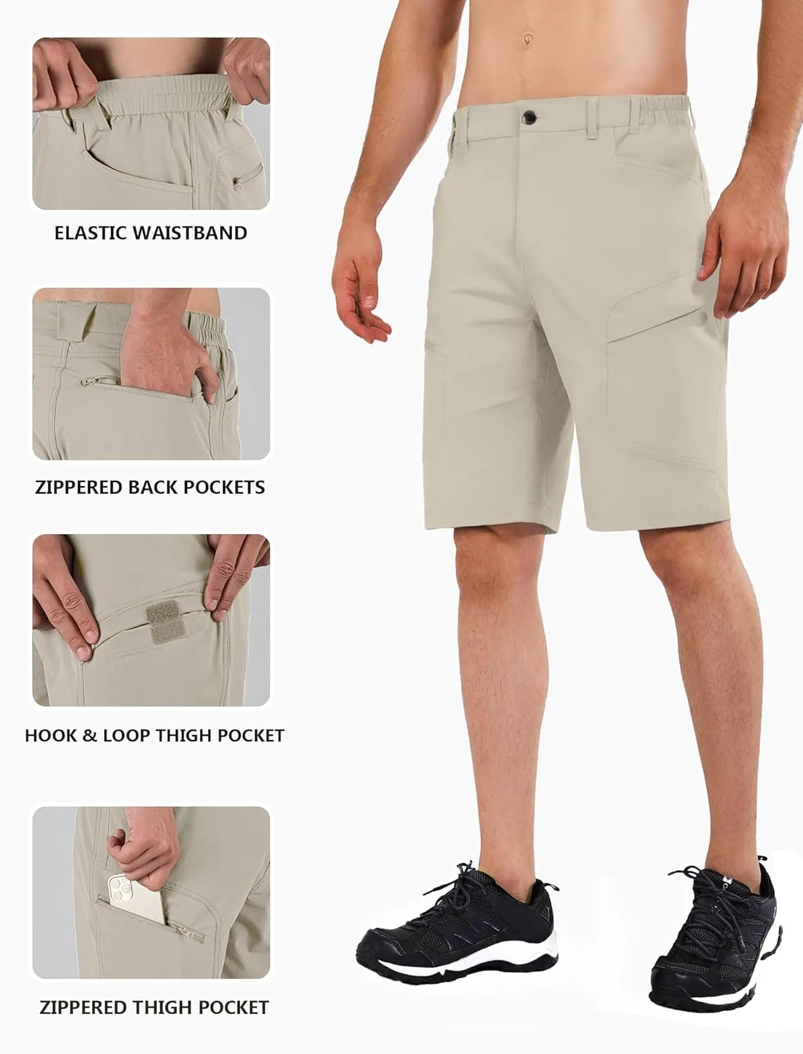 Stlight Men's Hiking Cargo Shorts Quick Dry Lightweight Tactical Shorts with Multi Pocket for Camping Fishing Golf