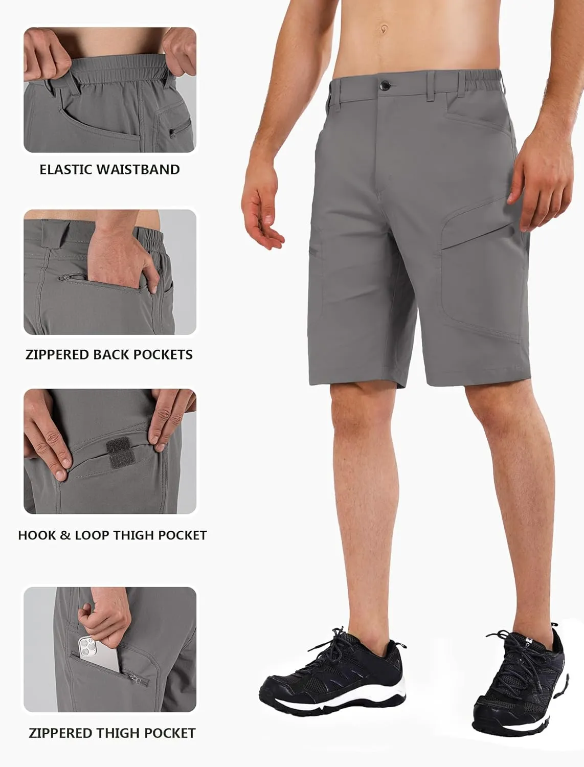 Stlight Men's Hiking Cargo Shorts Quick Dry Lightweight Tactical Shorts with Multi Pocket for Camping Fishing Golf
