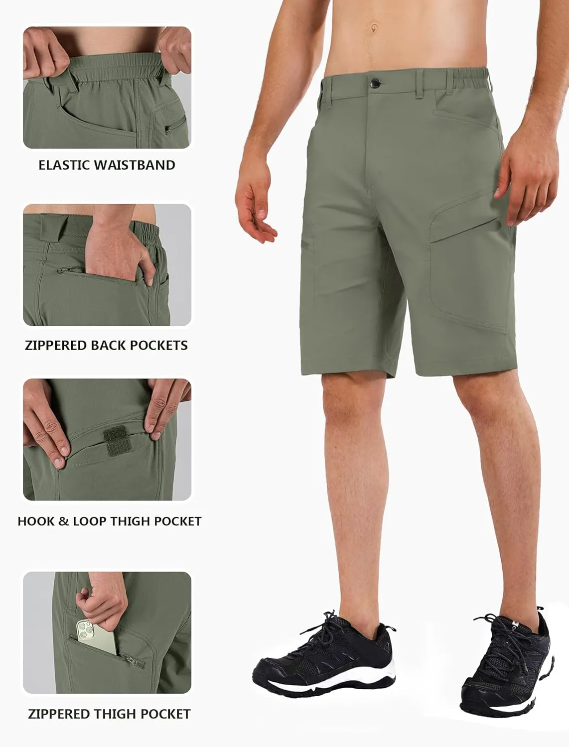 Stlight Men's Hiking Cargo Shorts Quick Dry Lightweight Tactical Shorts with Multi Pocket for Camping Fishing Golf
