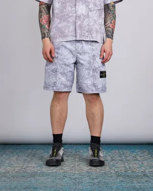 Stone Island White Pigment Print Belted Short Pearl Grey