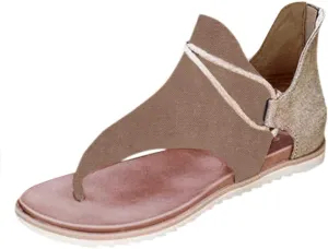 SuanlaTDS Flat Sandals for Women Comfortable Dressy Flip Flops Open Toe Low Heel Summer Beach Gladiator Sandal with Back Zipper 2025 Canvas Thong Boho Outdoor Walking Flats Roman Shoes