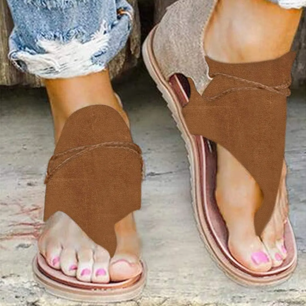 SuanlaTDS Flat Sandals for Women Comfortable Dressy Flip Flops Open Toe Low Heel Summer Beach Gladiator Sandal with Back Zipper 2025 Canvas Thong Boho Outdoor Walking Flats Roman Shoes