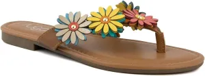 Sugar Women’s Vegan Leather Flip Flops with Embellished Floral Design – Dressy Thong Sandals, Perfect for Casual, Beach, or Pool Wear
