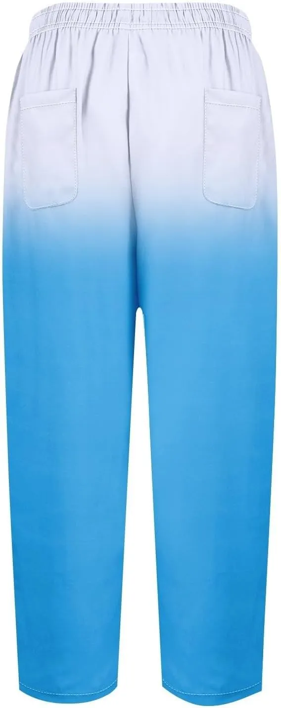 Summer Capri Pants for Women 2024 Casual Pants Womens Linen Summer Capri Pants 2024 Striped Linen Pants Women Linen