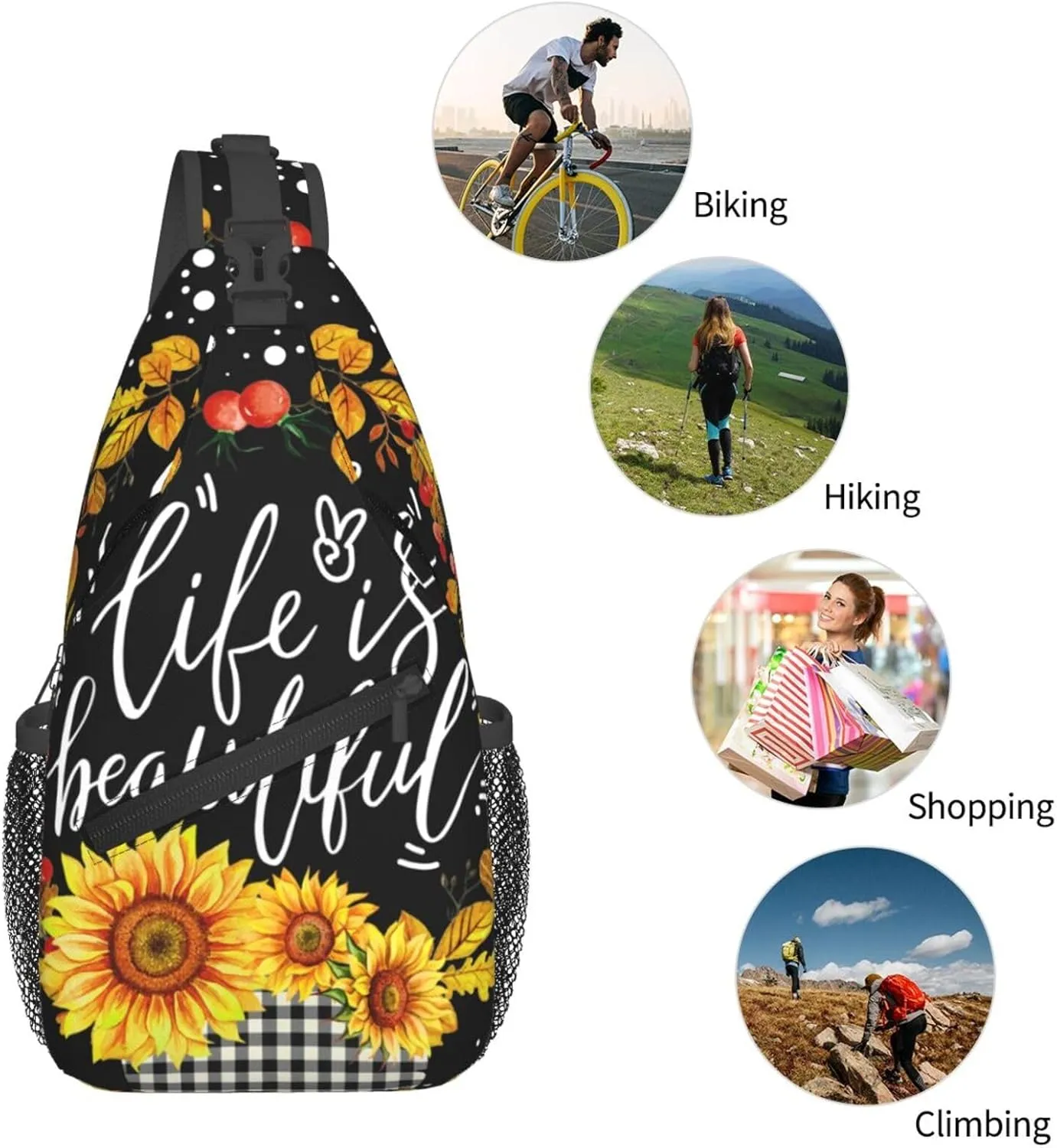 Sunflower Chest Bags Crossbody Sling Bag Shoulder Bag Travel Hiking Daypack For Men Women