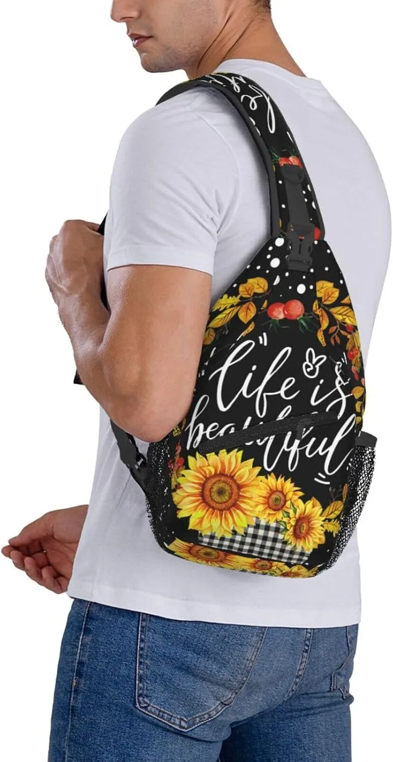 Sunflower Chest Bags Crossbody Sling Bag Shoulder Bag Travel Hiking Daypack For Men Women