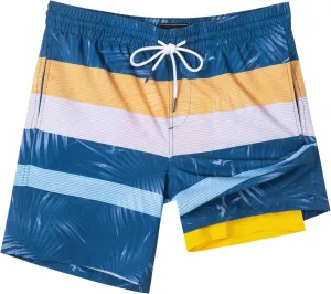 SURF CUZ Mens Swim Trunks with Compression Liner Quick Dry Swim Shorts 7" Swimming Trunks Stretch Bathing Suit 7 Inch