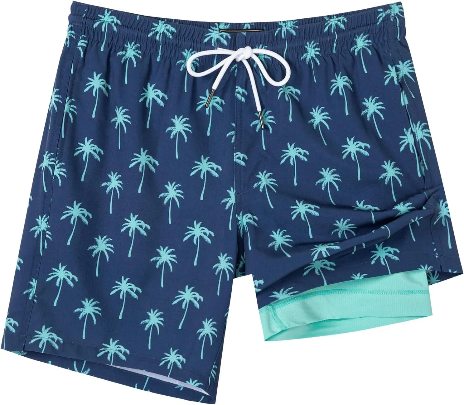 SURF CUZ Mens Swim Trunks with Compression Liner Quick Dry Swim Shorts 7" Swimming Trunks Stretch Bathing Suit 7 Inch