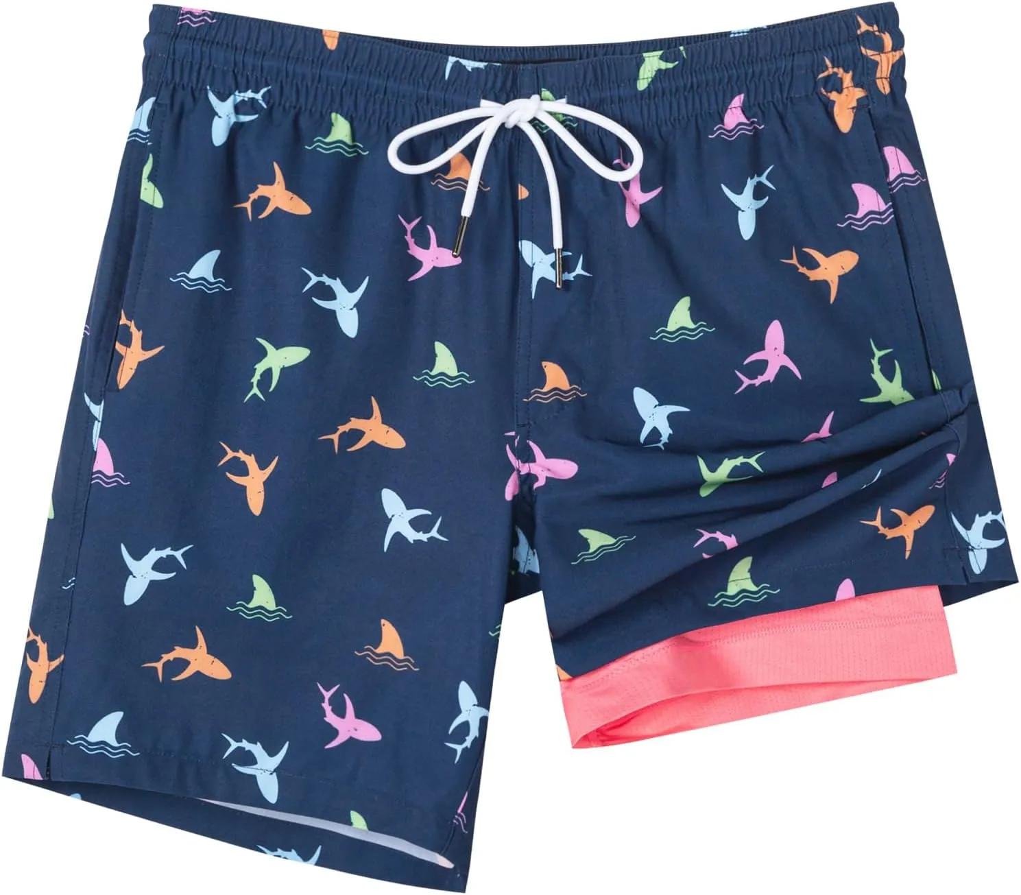 SURF CUZ Mens Swim Trunks with Compression Liner Quick Dry Swim Shorts 7" Swimming Trunks Stretch Bathing Suit 7 Inch