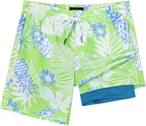 SURF CUZ Mens Swim Trunks with Compression Liner Quick Dry Swim Shorts 7" Swimming Trunks Stretch Bathing Suit 7 Inch