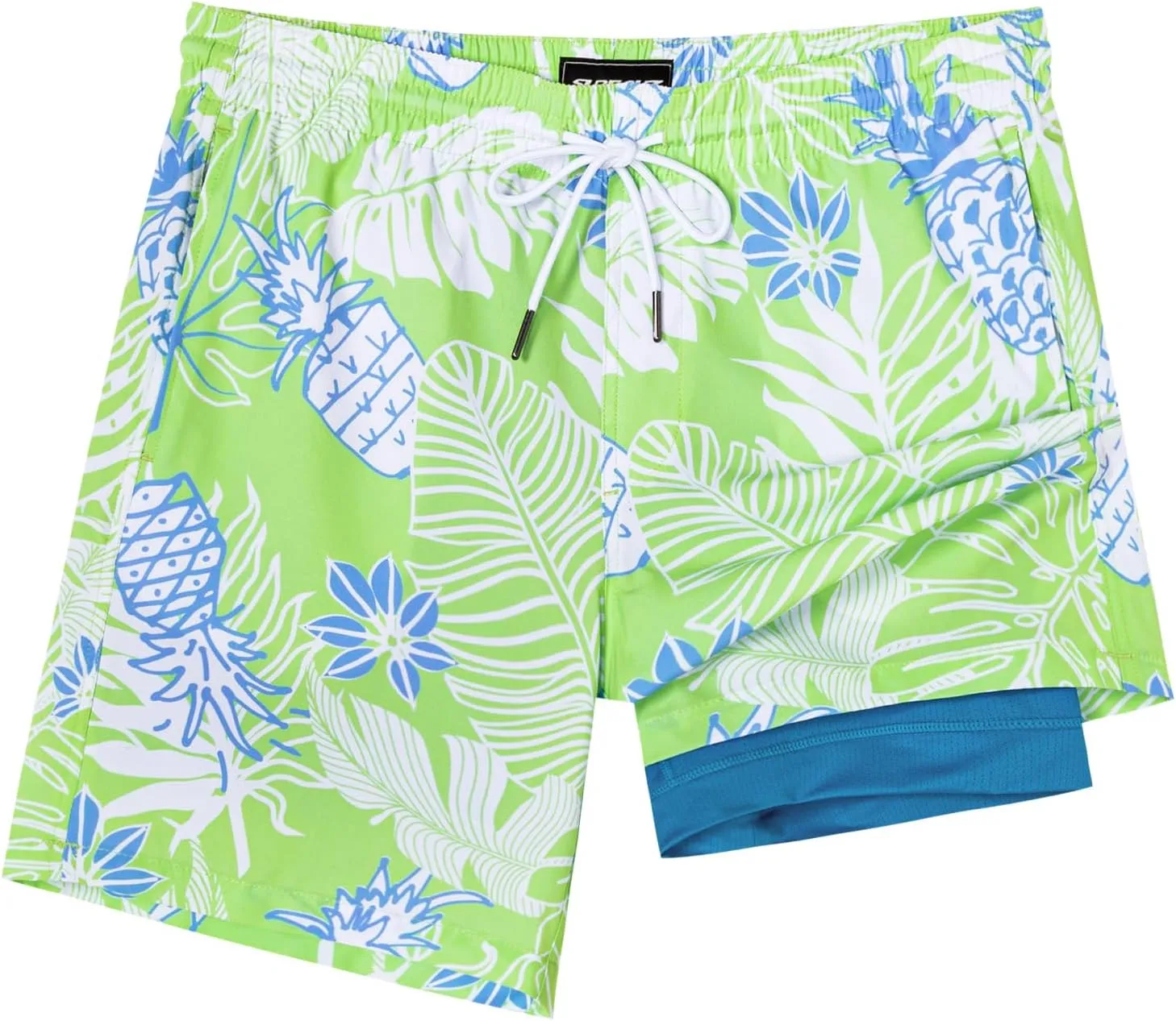 SURF CUZ Mens Swim Trunks with Compression Liner Quick Dry Swim Shorts 7" Swimming Trunks Stretch Bathing Suit 7 Inch