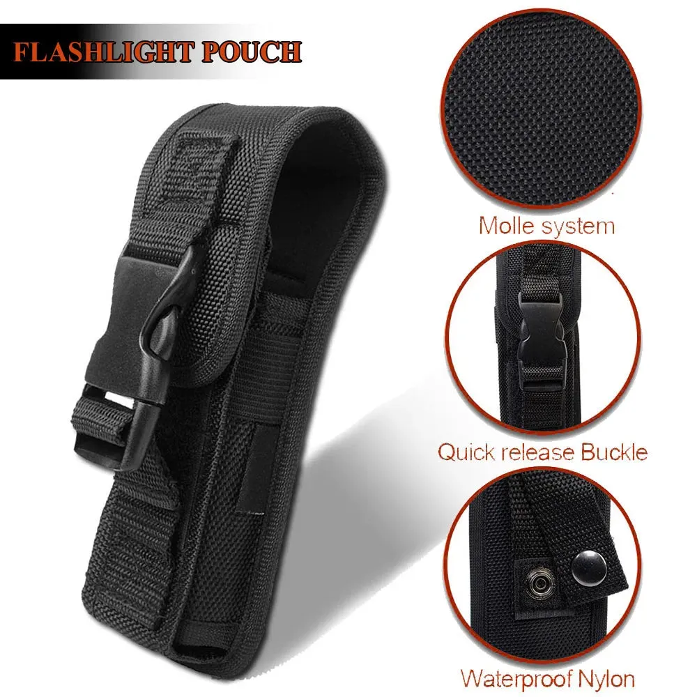 Tactical Molle Flashligtht Holster Military LED Torch Light Carry Bag Outdoor EDC Tools Waist Pack Hunting Camping Small Pocket
