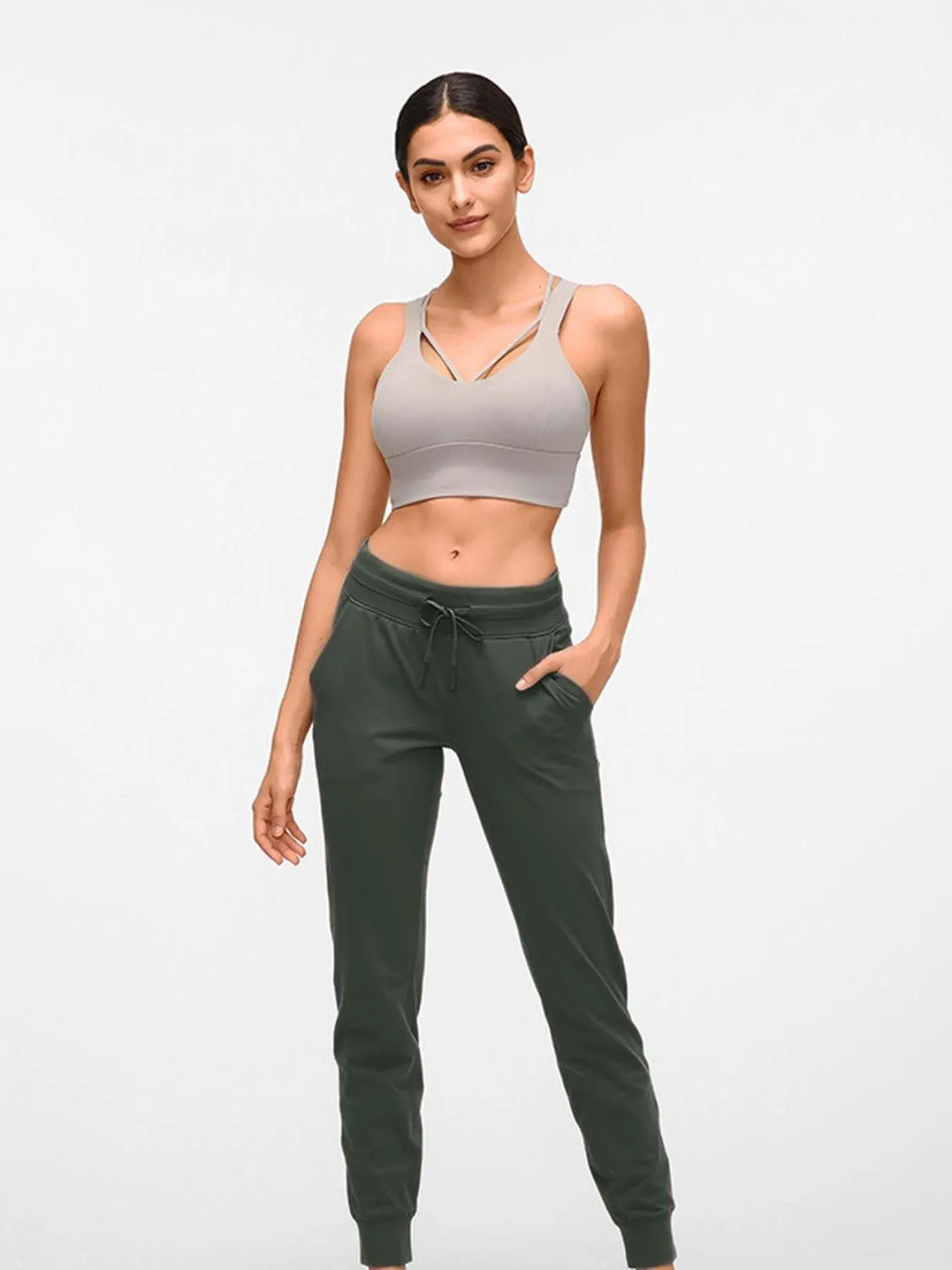 Tied Waist Detail Womens Active Joggers