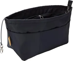 Time Wing Purse Organizer Insert Tote Handbag Organizer Divider Bag in Bag Shaper Liner Multi Pockets Compartments Zippers Key Chain X Large Black