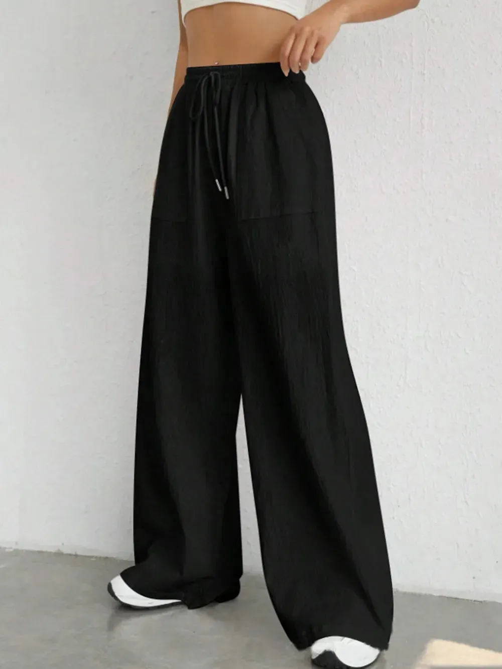 Timely delivery Pants Wide Leg Drawstring Cutting-edge software